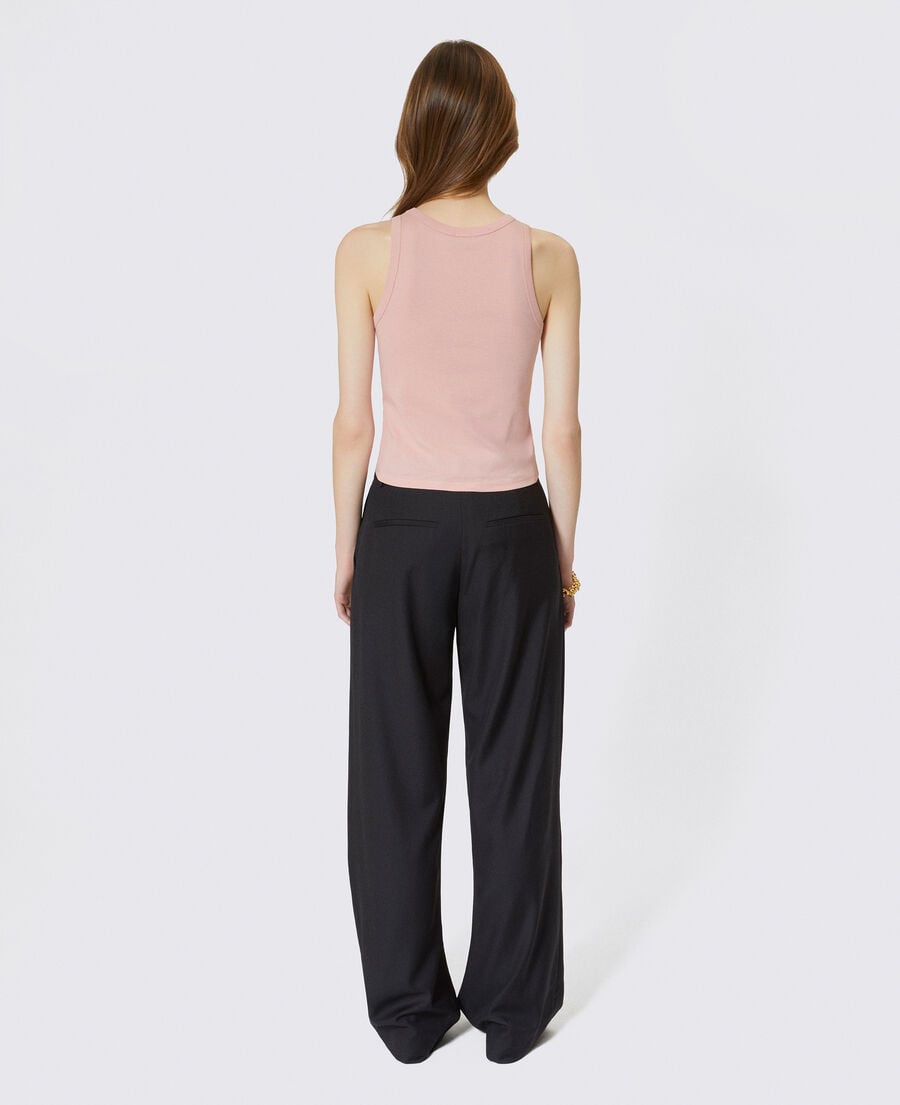 The Kooples DAMEN BLUSH tanktop aus baumwolle mit rosafarbenem wappen