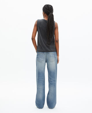 The Kooples WOMEN BLACK WASHED tank top with faded black screen print