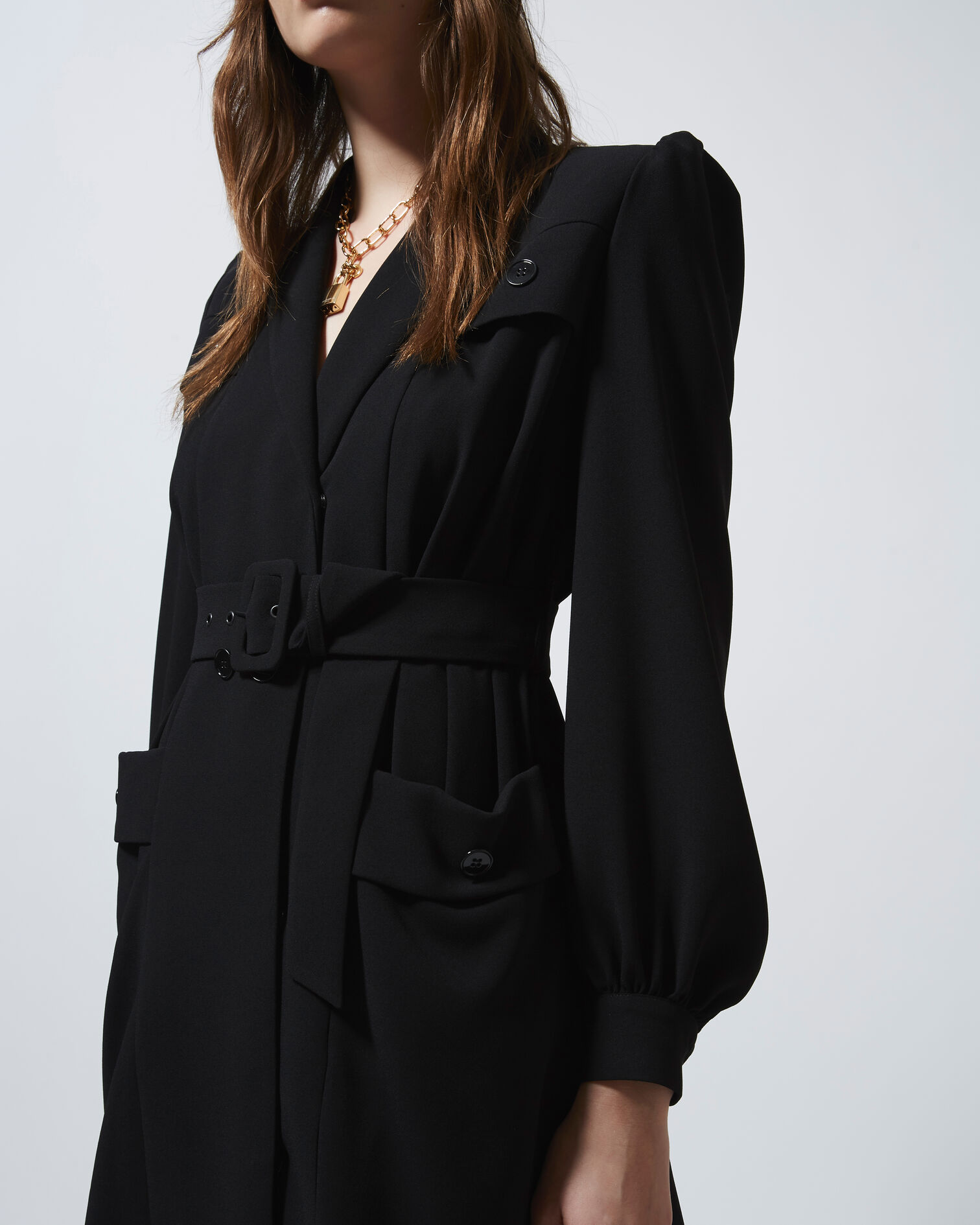 Black tailored formal rock-style dress, BLACK, hi-res image number null