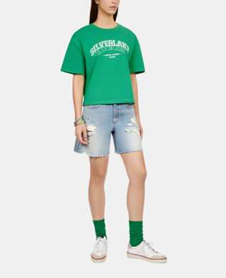 The Kooples F GREEN light green t-shirt with silverlake serigraphy