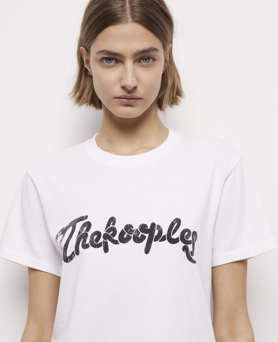 white t-shirt with snake logo print