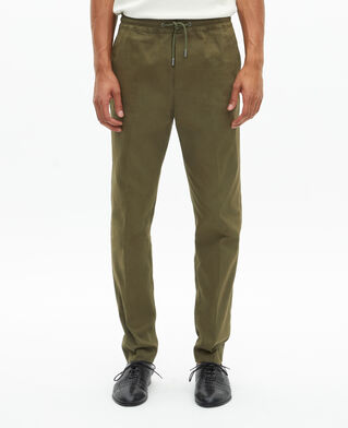 The Kooples HOMME KAKI pantalon droit en coton kaki