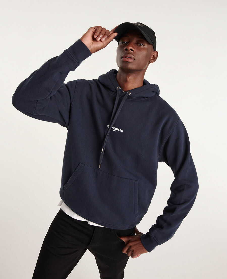 Navy blue printed hoodie