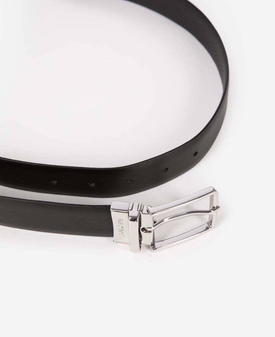 The Kooples HOMME BLACK ceinture réversible en cuir grainé noire