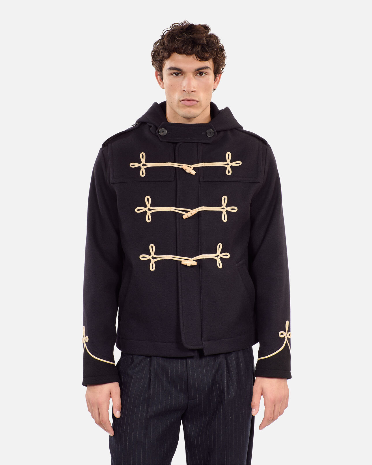 The Kooples MEN DARK NAVY short navy blue hooded pea coat