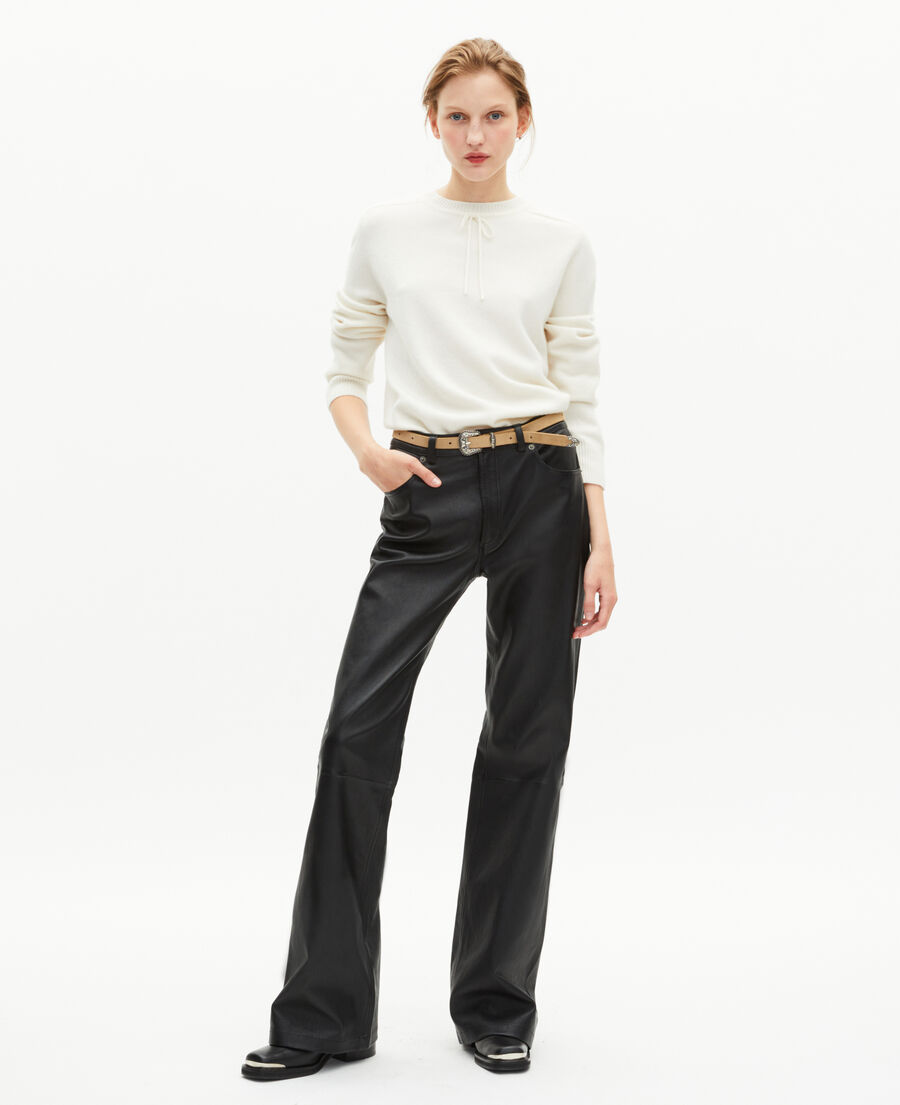 The Kooples F ECRU round-neck cashmere sweater, ecru