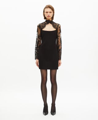 The Kooples WOMEN BLACK short dress with black lace