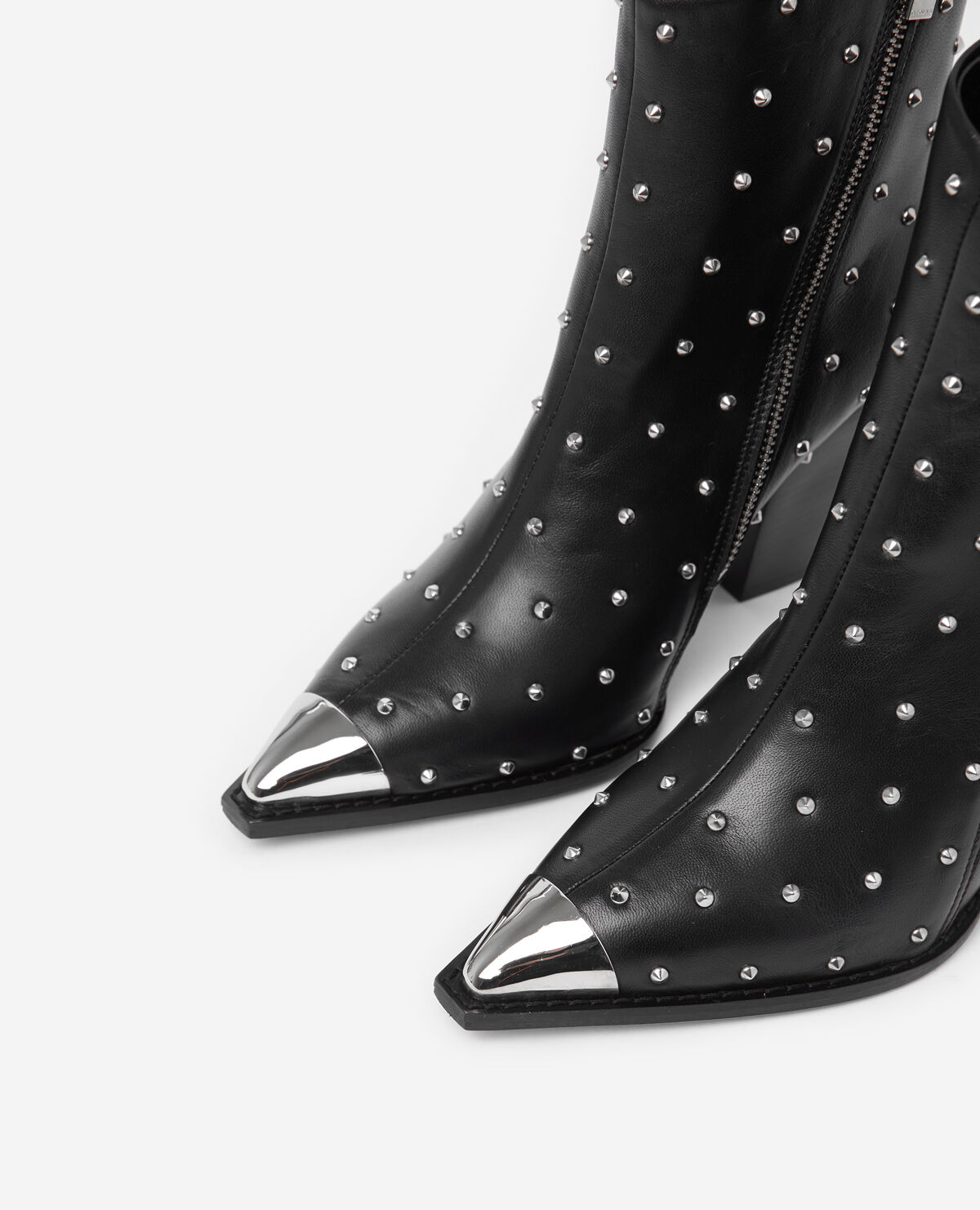 Black leather ankle boots with metal toe The Kooples Ireland