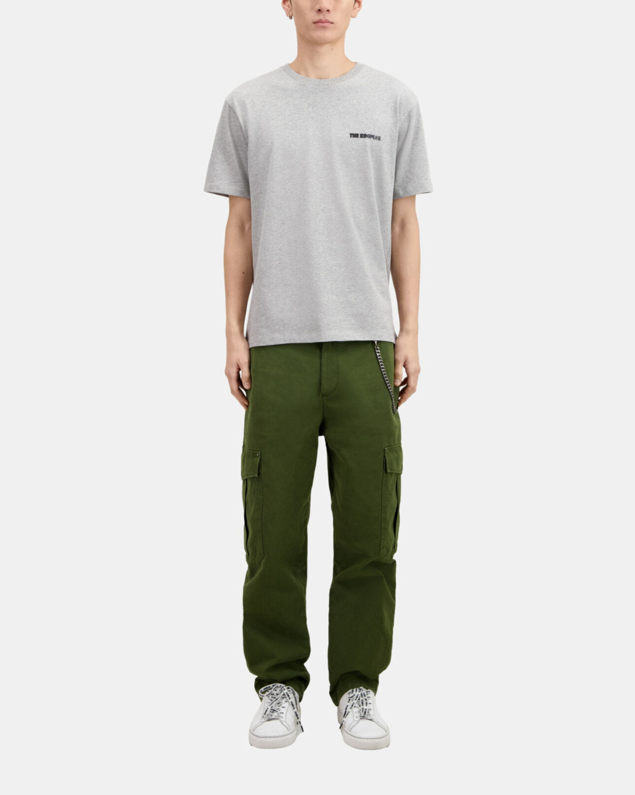 The Kooples MEN GREY MELANGE men's light grey t-shirt with logo serigraphy