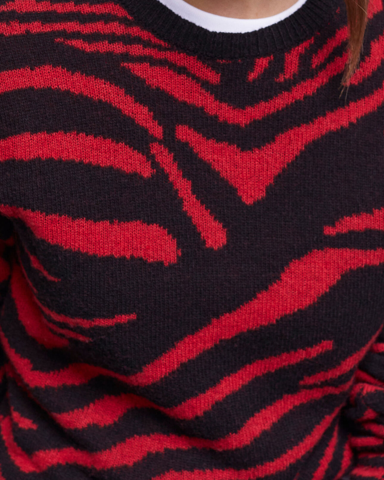 The Kooples F BLACK - RED printed crew neck sweater