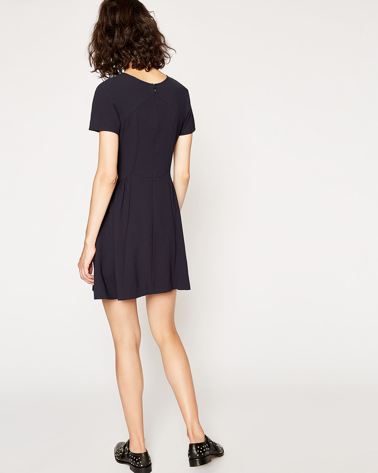 The Kooples FEMME NAVY robe noire à plastron dentelle