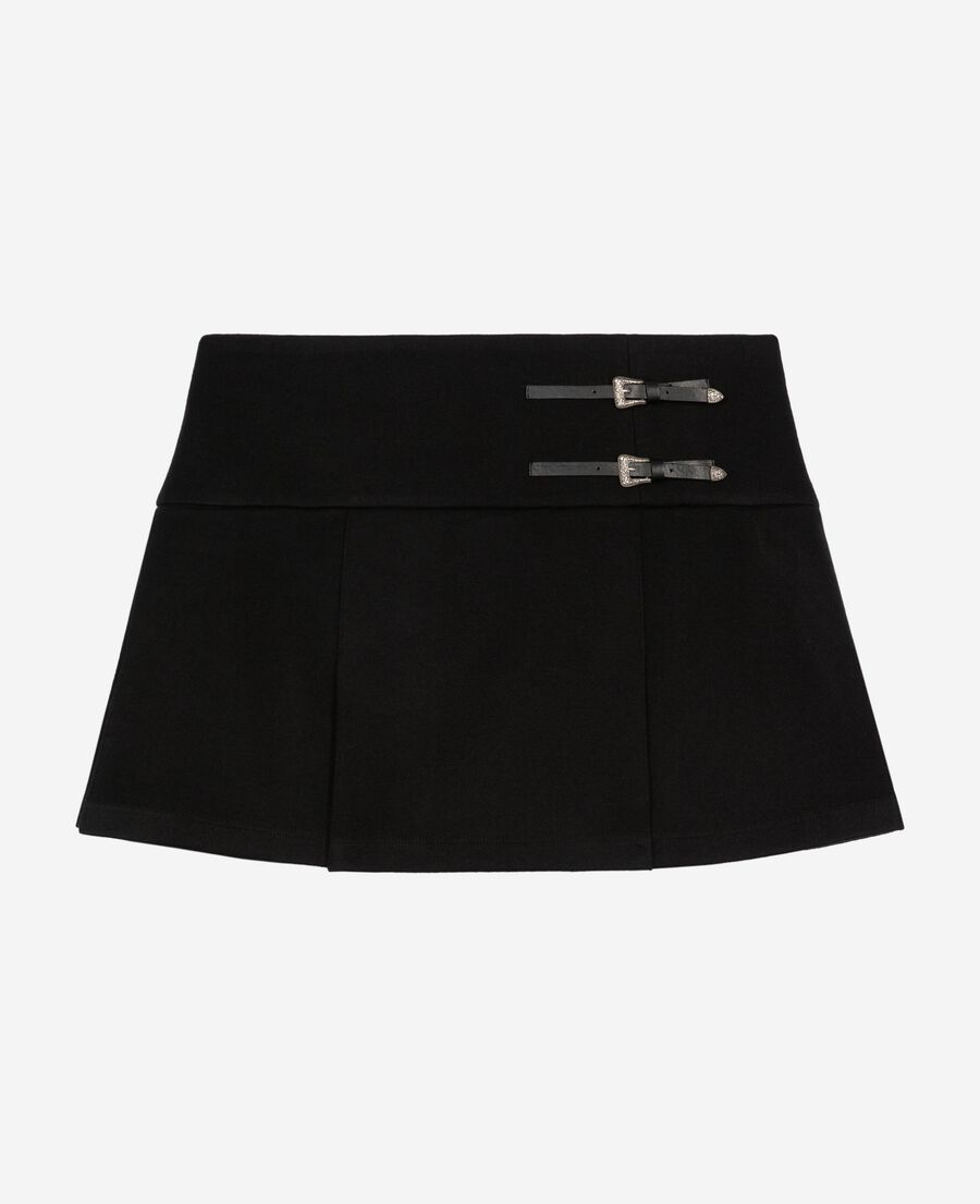 The Kooples FEMME BLACK jupe portefeuille avec boucles western courte noire