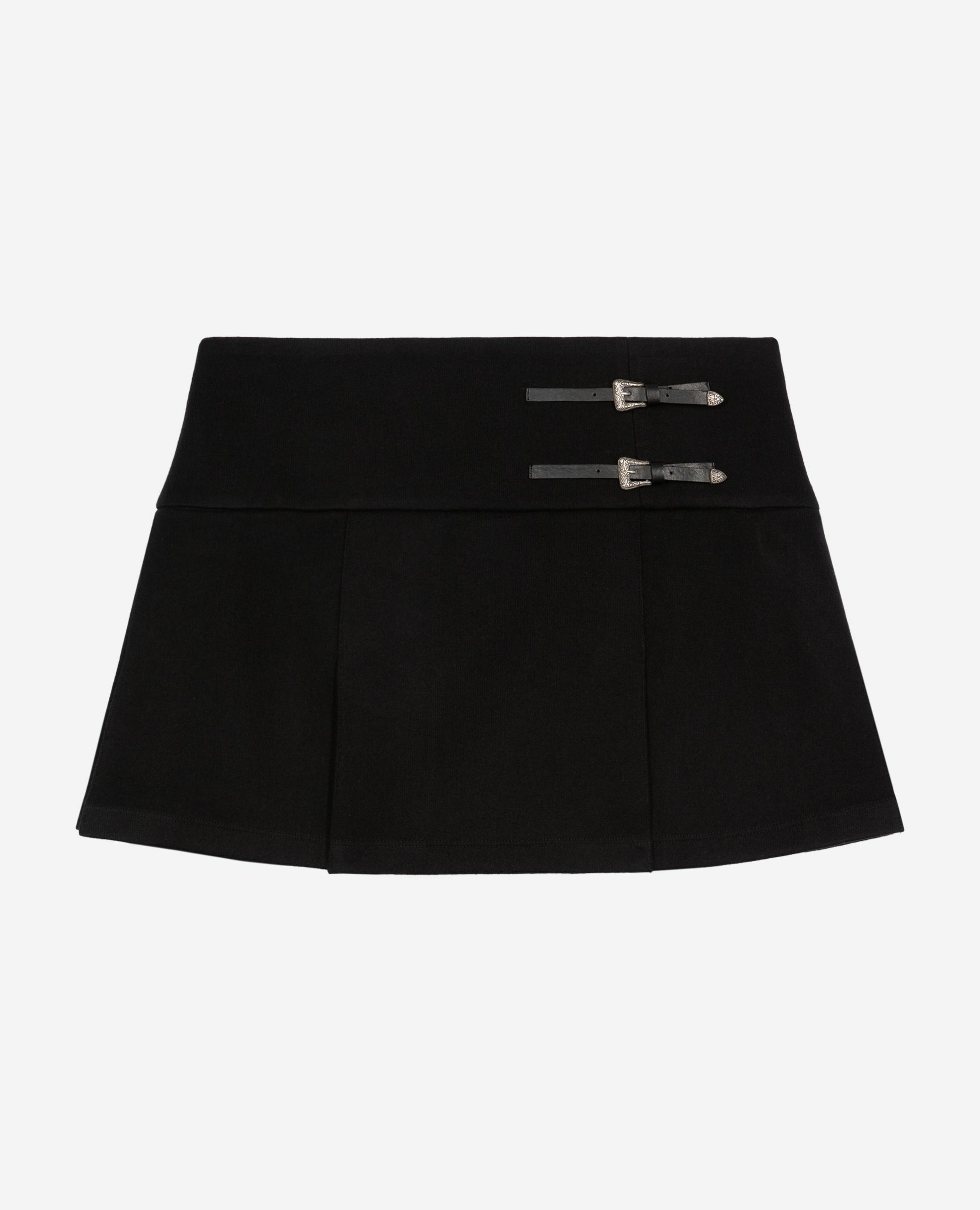 Jupe portefeuille avec boucles western courte noire, BLACK, hi-res image number null