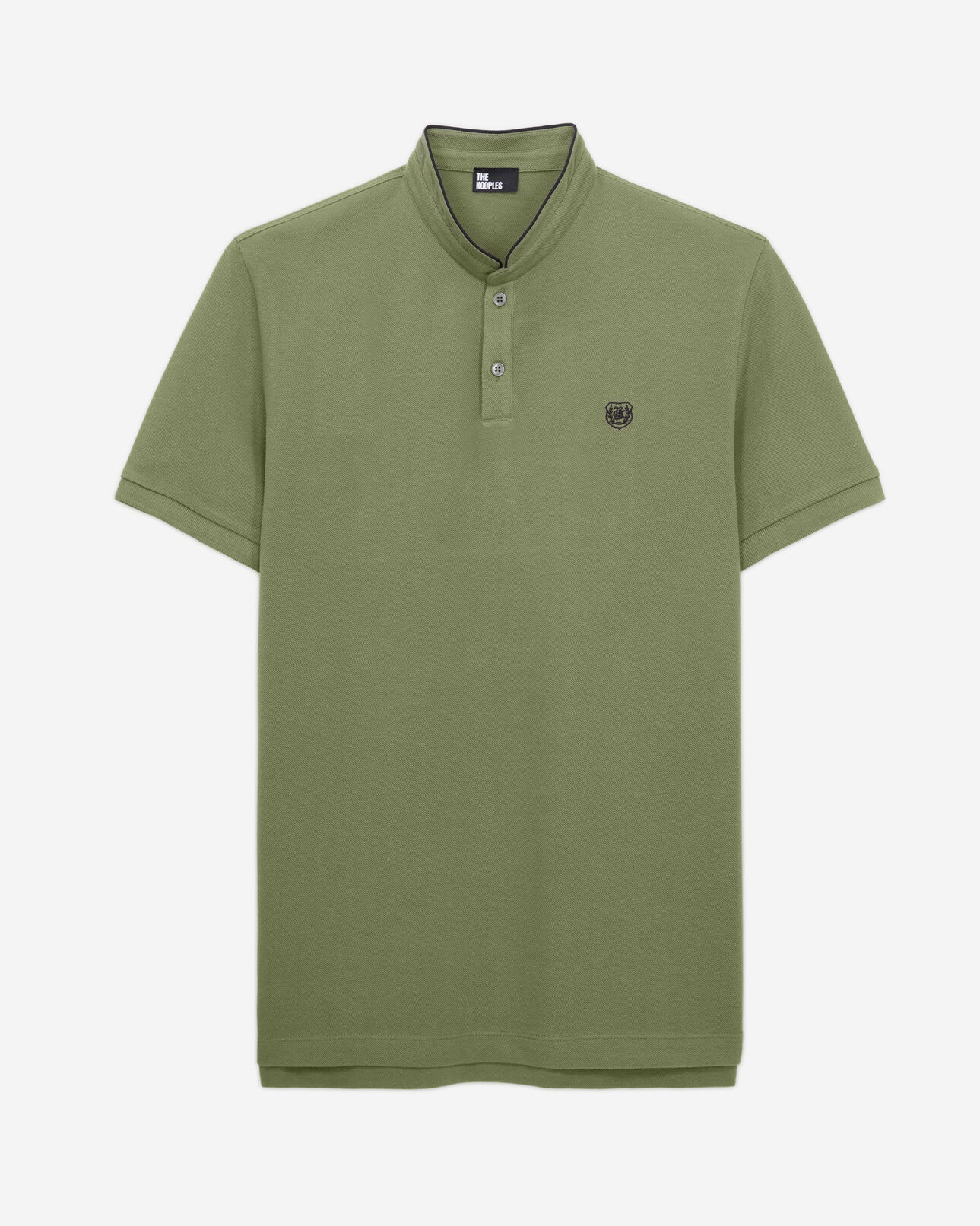 The Kooples MEN KAKI green officer collar polo shirt