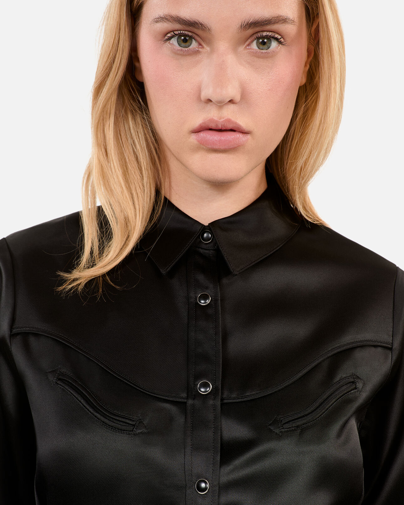 The Kooples FEMME BLACK chemise satinée style western noire