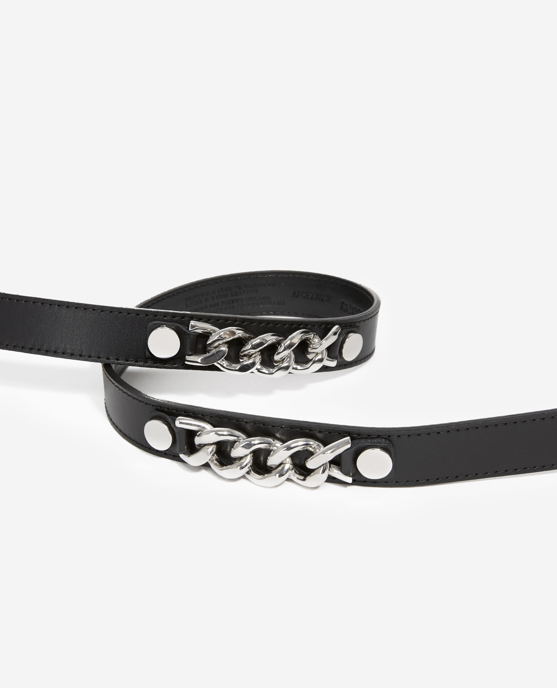 Low waist black belt with chain