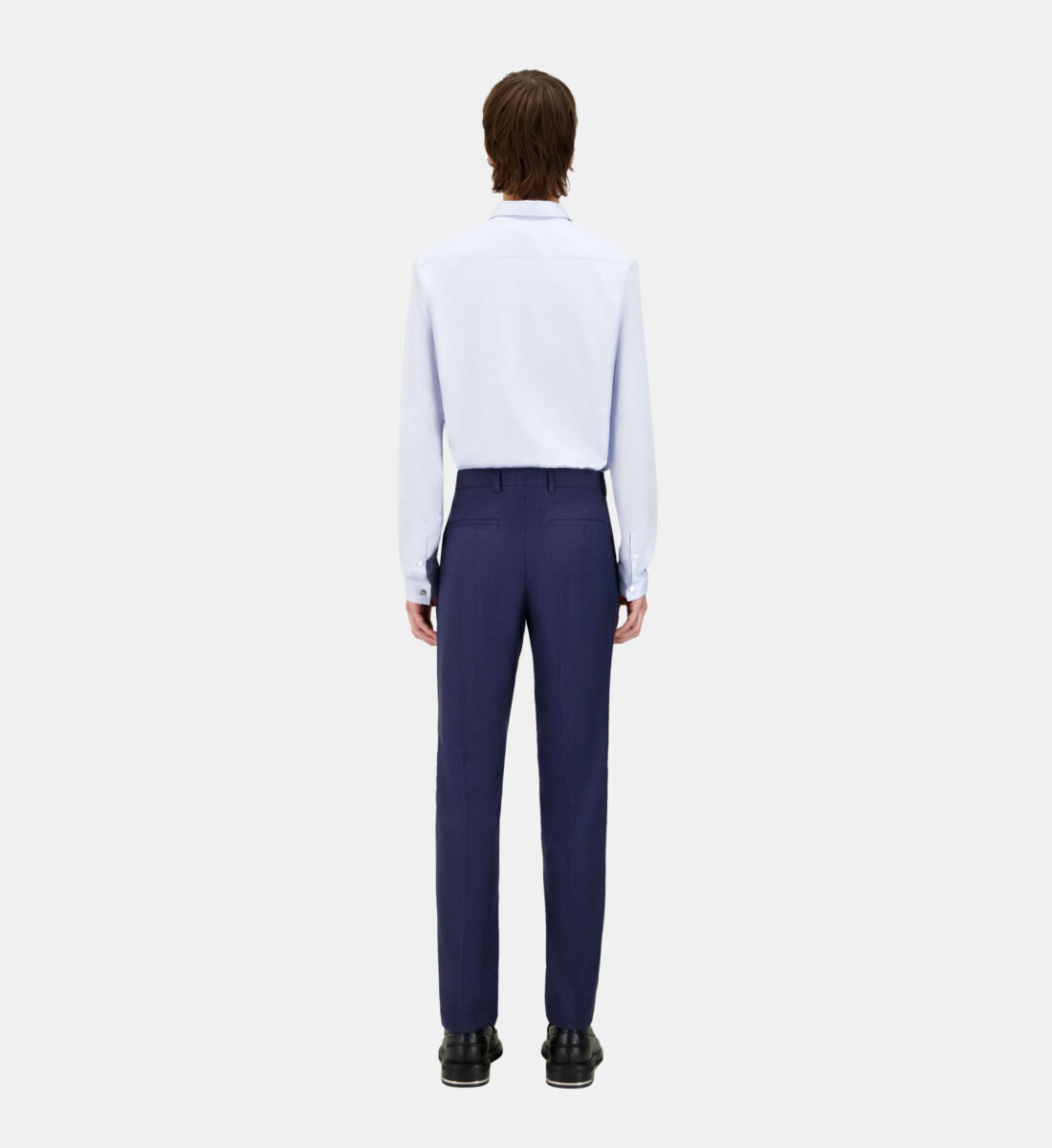 Navy blue micro-check wool suit trousers| The Kooples