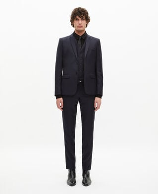 The Kooples HOMME DARK NAVY veste de costume coupe droite en laine bleue