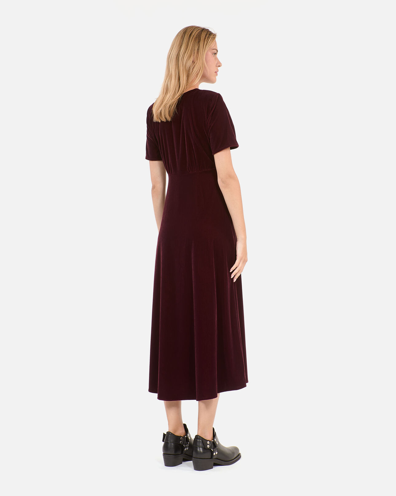 The Kooples WOMEN BURGUNDY long burgundy velvet dress