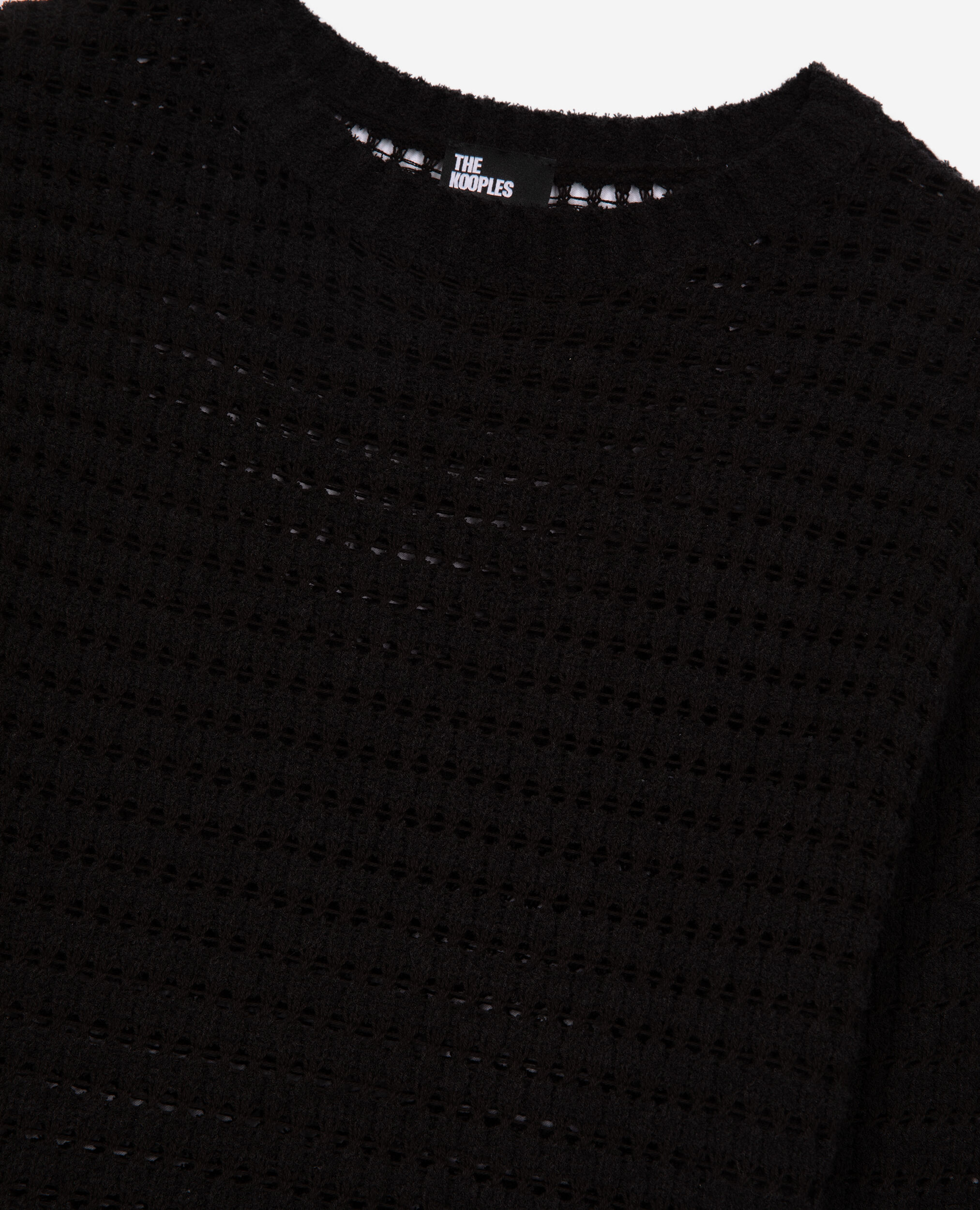 Black openwork cotton blend sweater, BLACK, hi-res image number null