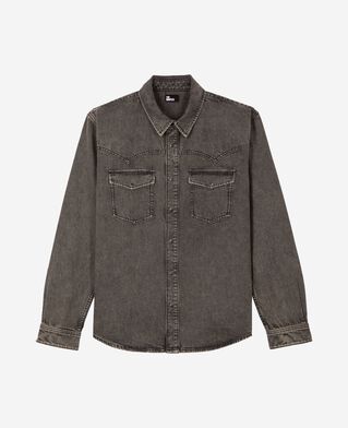 The Kooples H DENIM GREY grey denim shirt