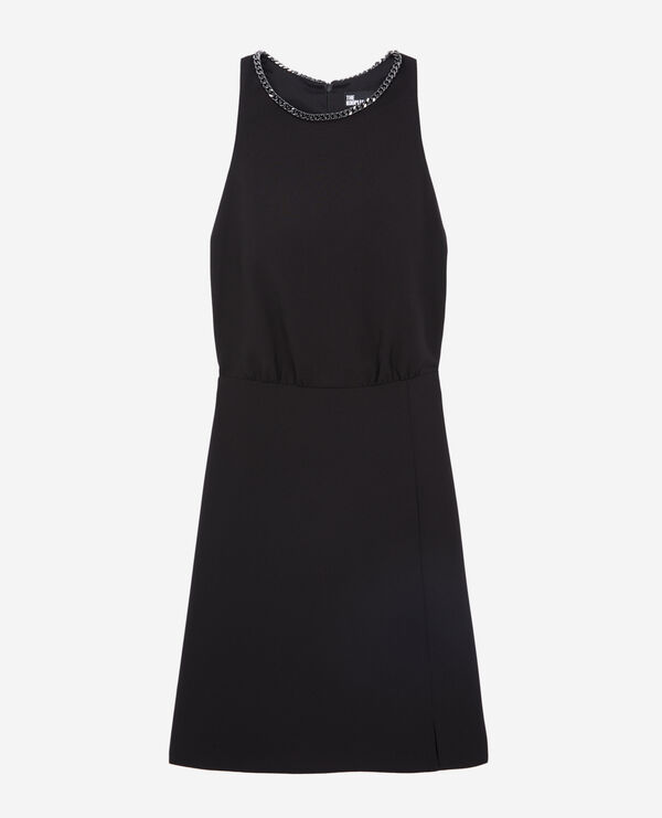 robe courte noire en crêpe
