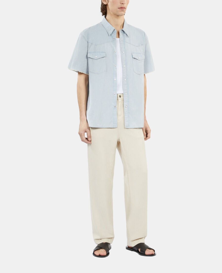 The Kooples HERREN LIGHT BLUE kurzärmeliges hemd aus denim