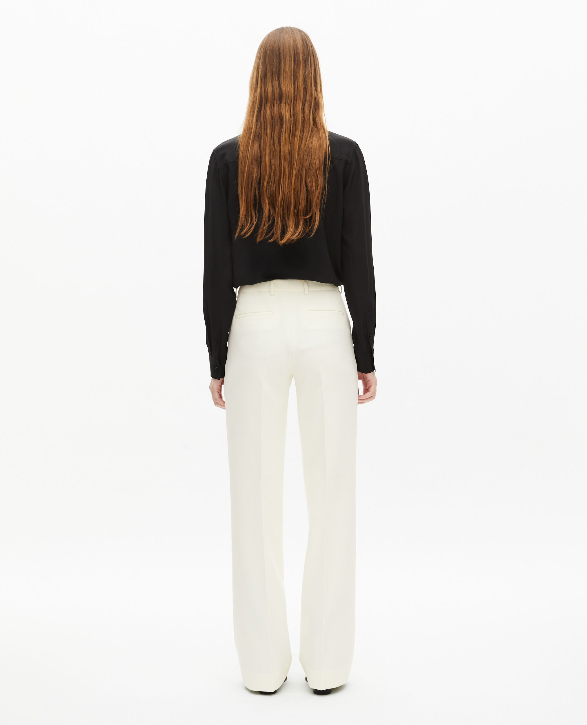 Ecru straight-cut crepe tailored pants, ECRU, hi-res image number null