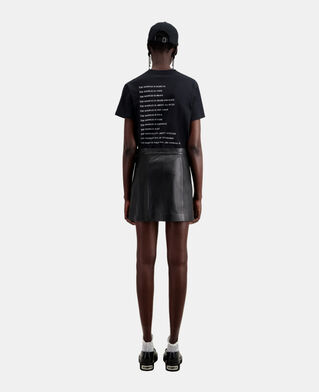 The Kooples F BLACK short black leather skirt with zip and pintuck details