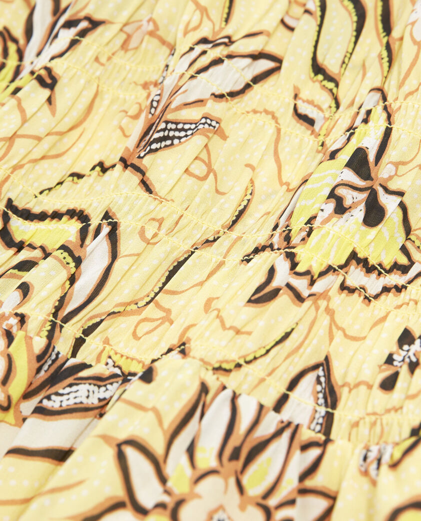 The Kooples WOMEN YELLOW short yellow floral dress with puffed sleeves