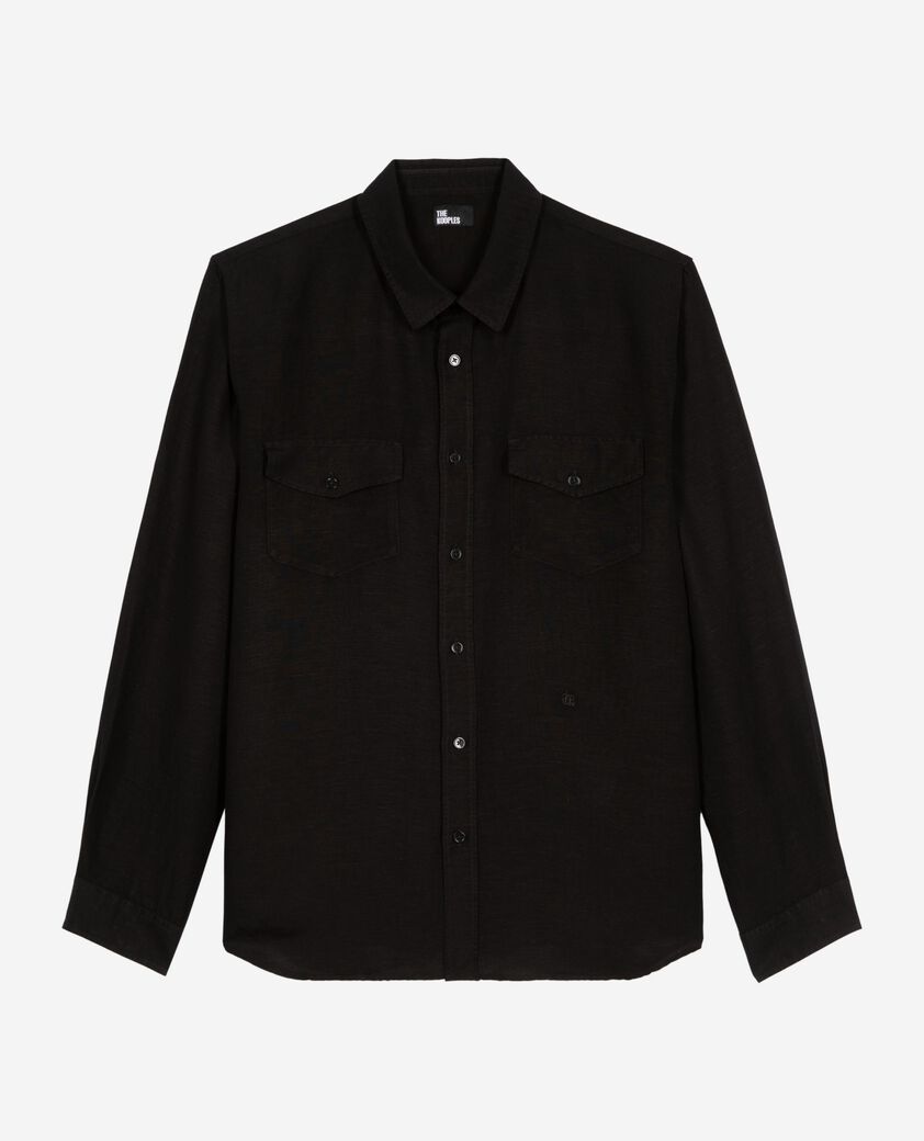 The Kooples HERREN BLACK hemd aus leinenmix schwarz