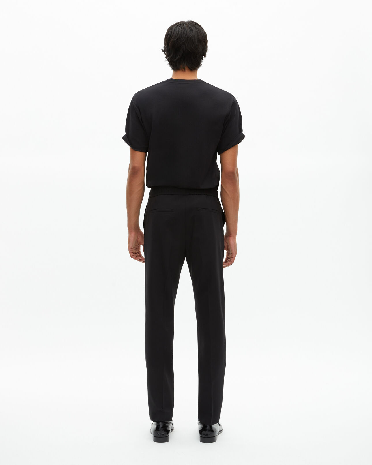 The Kooples H BLACK black wool straight elasticated trousers