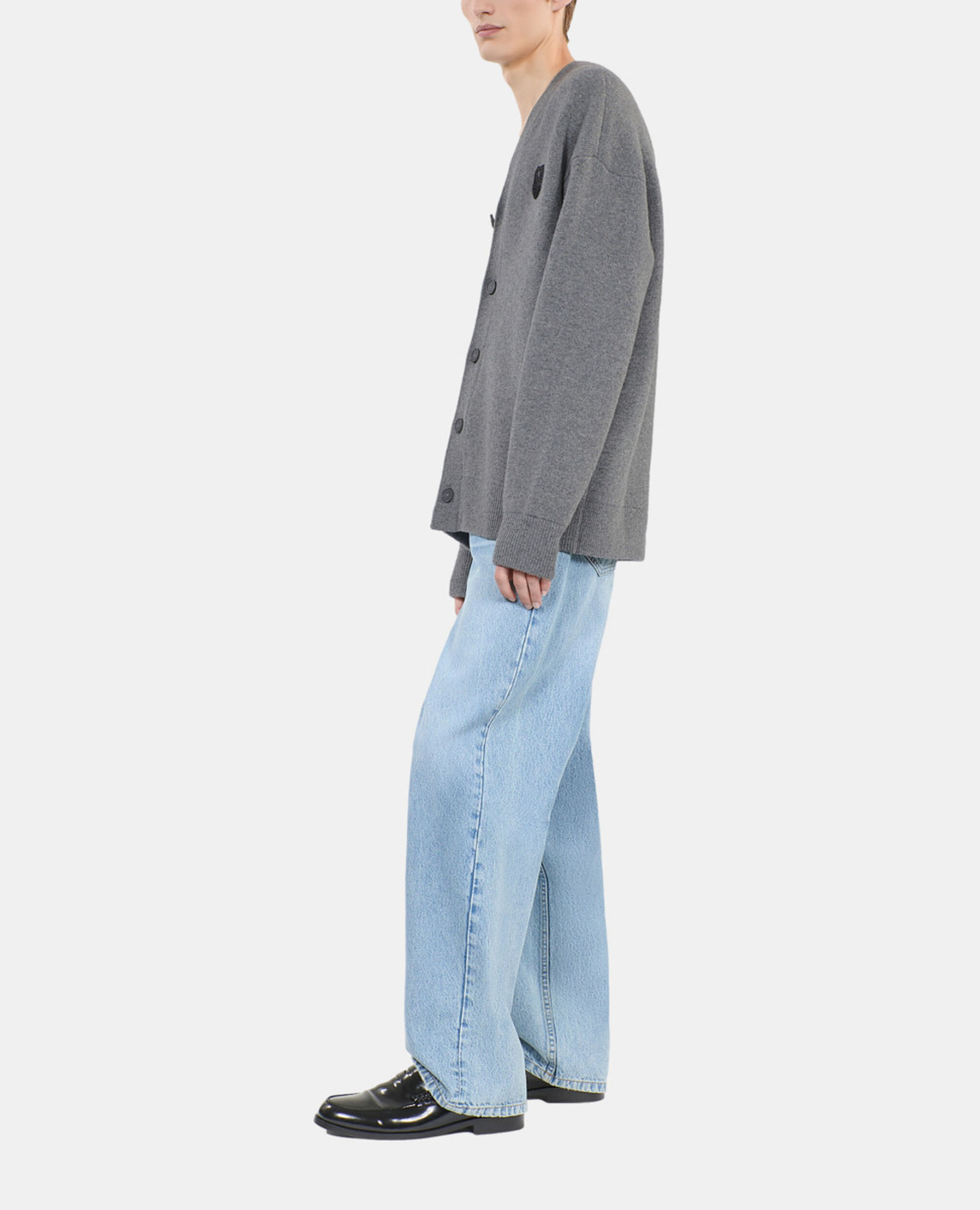 Grey wool cardigan, MIDDLE GREY MEL, hi-res image number null