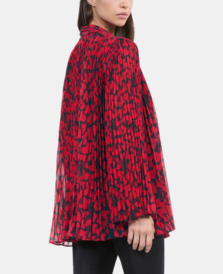 The Kooples FEMME BLACK - RED top pliss&eacute; imprim&eacute; c&oelig;urs