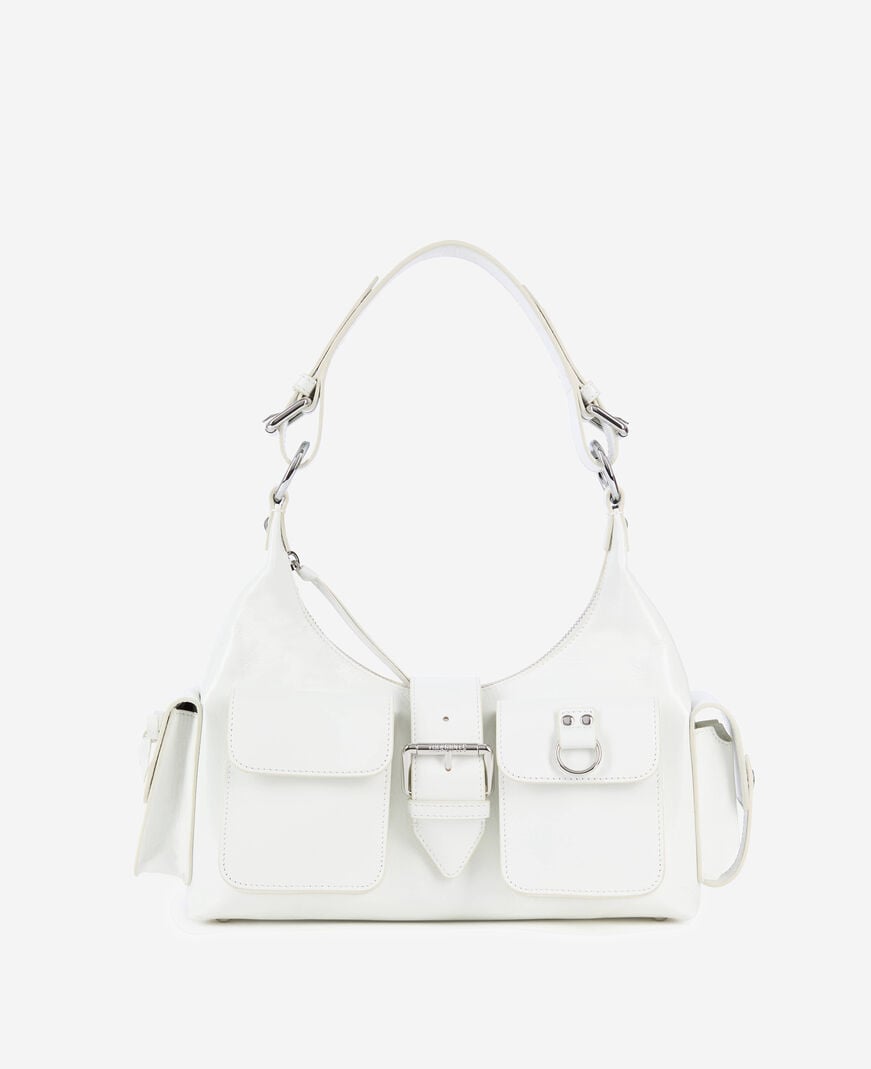 The Kooples DAMEN WHITE weiße amelia tasche aus leder mit vintage-behandlung