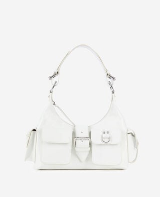 The Kooples DAMEN WHITE weiße amelia tasche aus leder mit vintage-behandlung