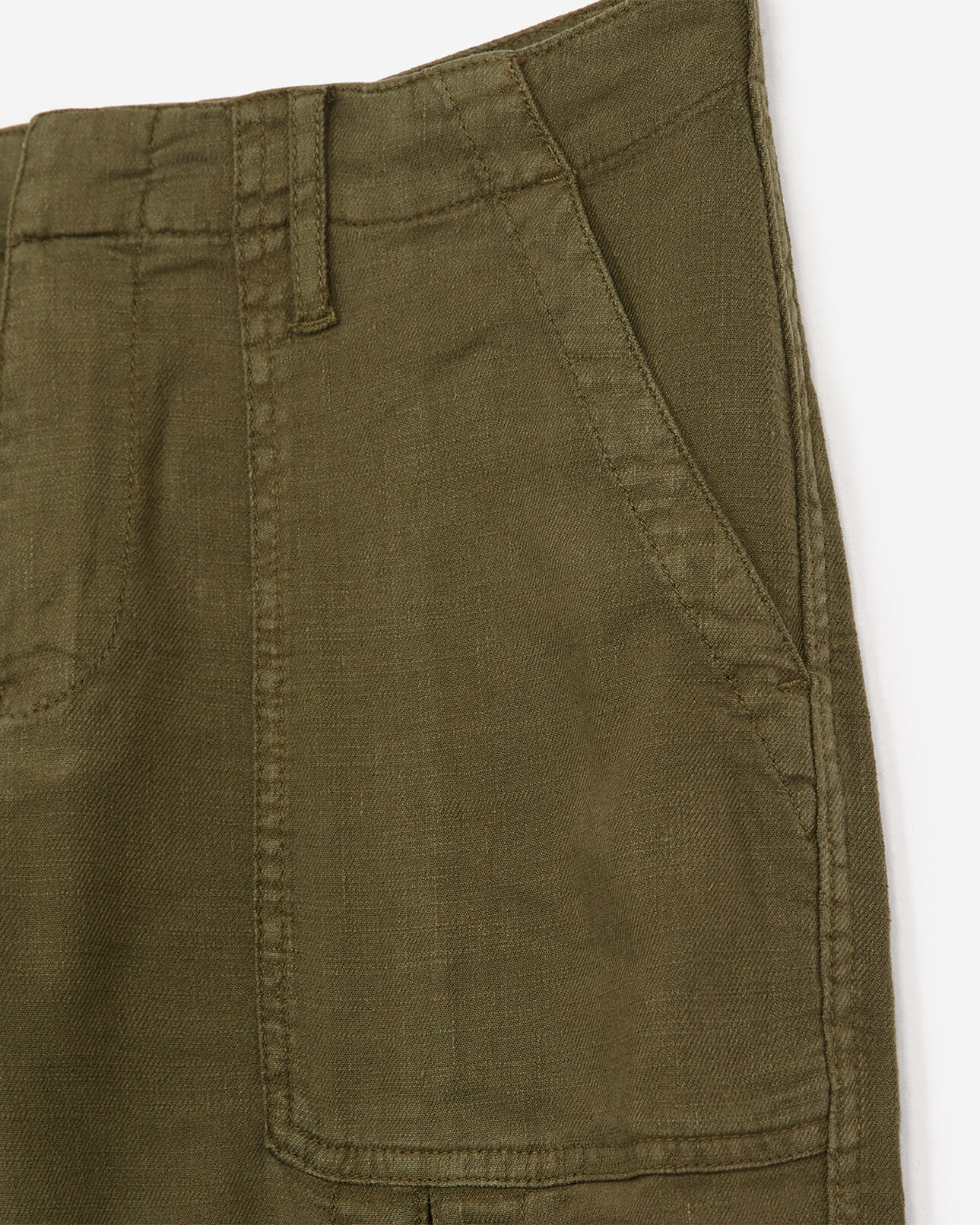 The Kooples DAMEN KAKI jeans im military-look mit taschen und khakifarbener schnürung