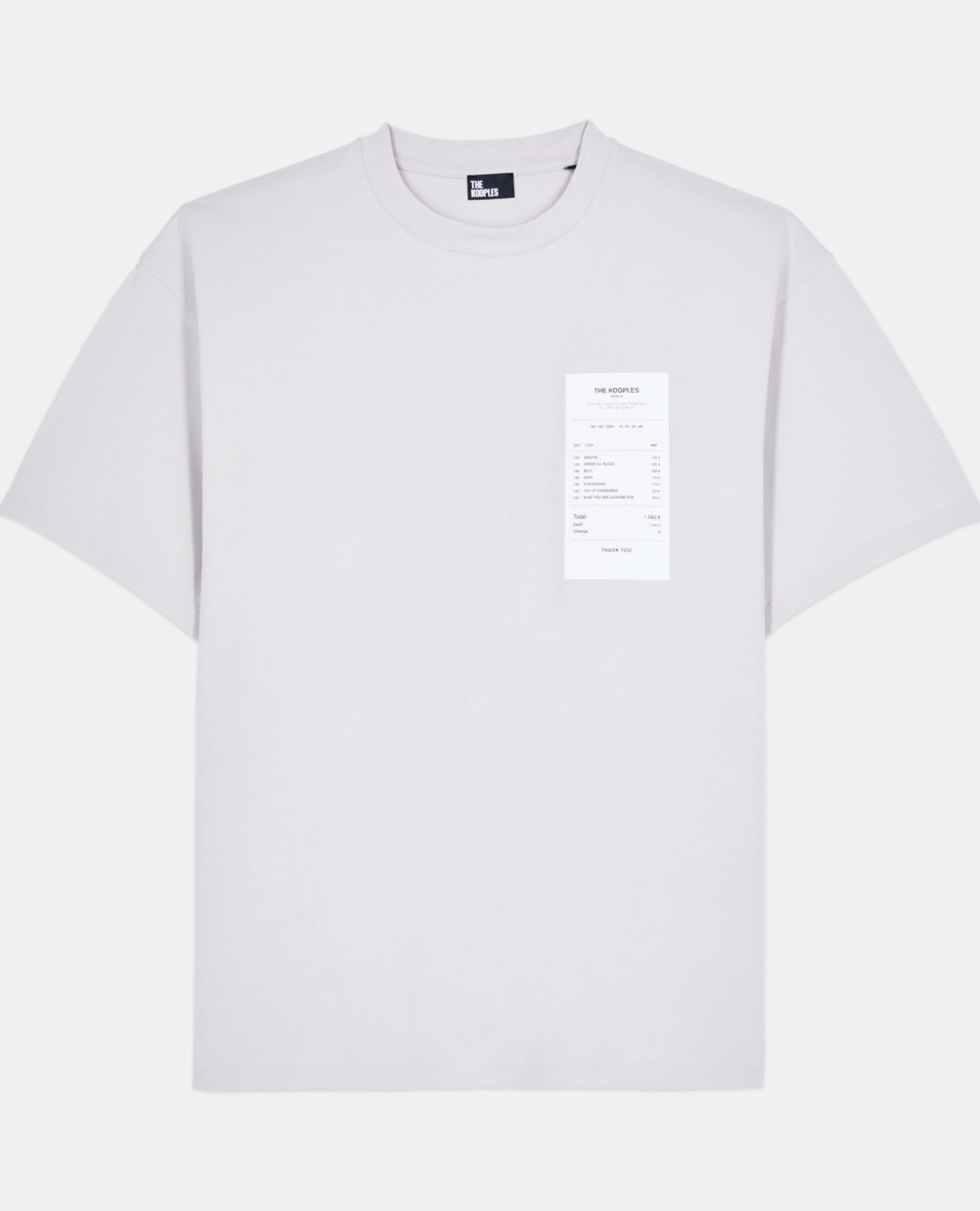 Graues T-Shirt mit Receipt-Siebdruck, STONE GREY, hi-res image number null