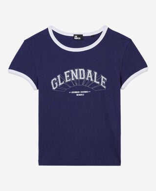 The Kooples F WASHED NAVY navy blue t-shirt with glendale serigraphy