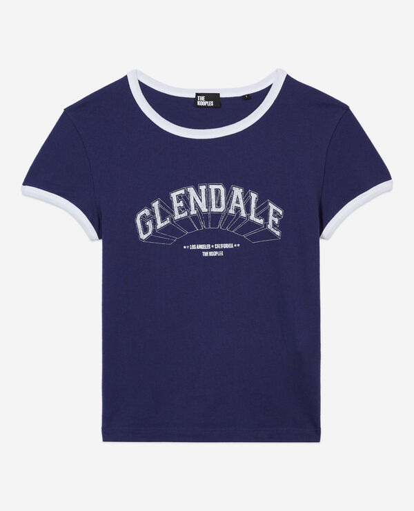 The Kooples FEMME WASHED NAVY t-shirt avec sérigraphie bleu marine