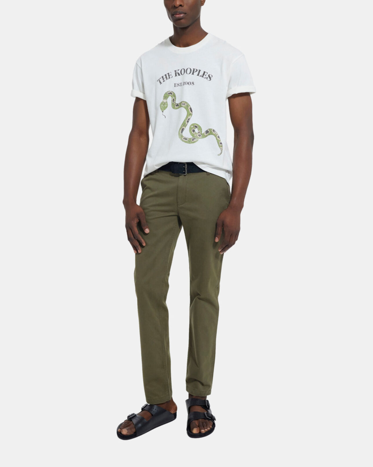 The Kooples MEN LIGHT BEIGE beige t-shirt with screen print