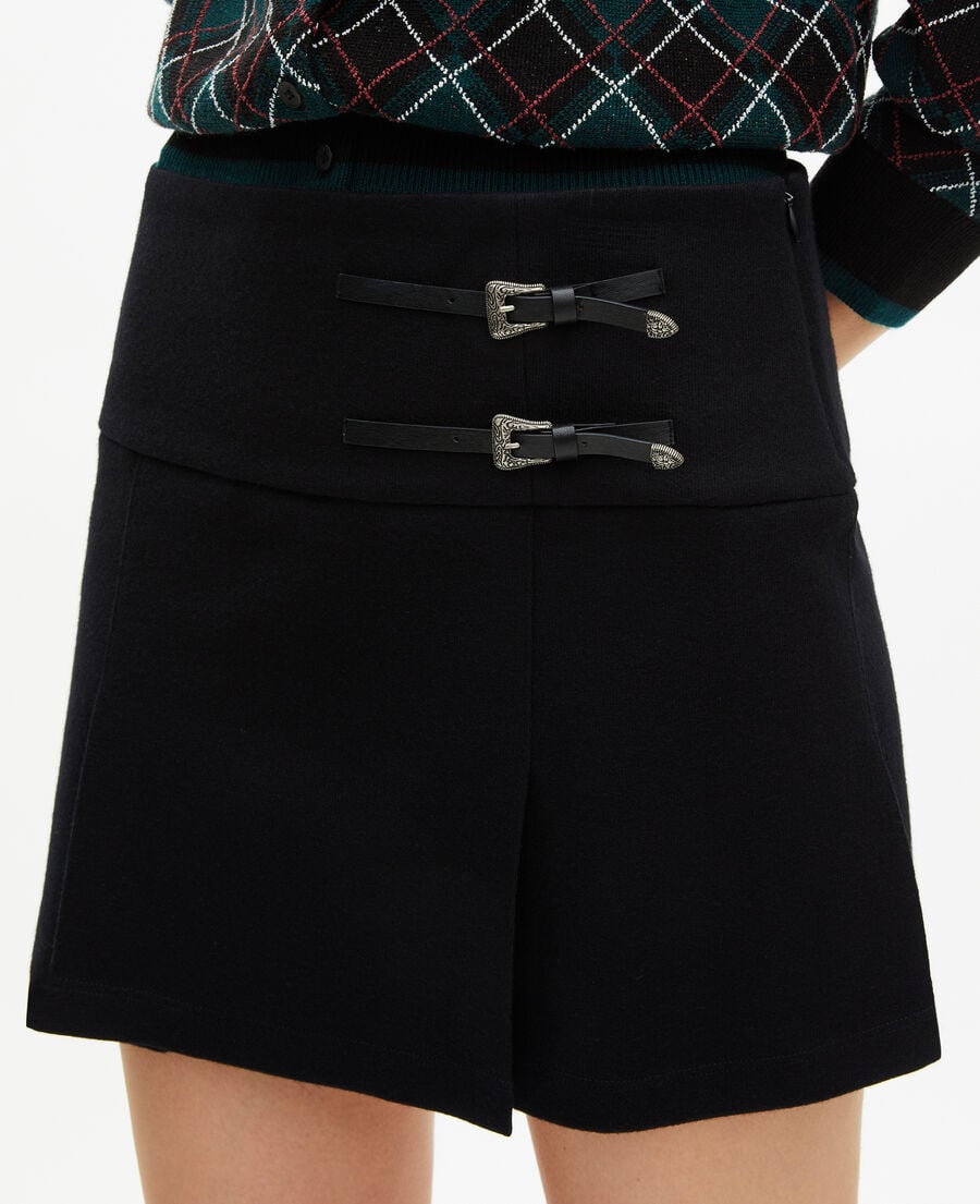 The Kooples F BLACK wrap skirt with short black western buckles