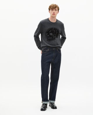 The Kooples H DARK GREY MELANGE light grey skull sweater