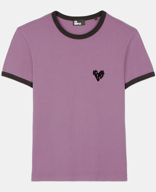 The Kooples DAMEN PRUNE violettes t-shirt mit kooples herzmotiv