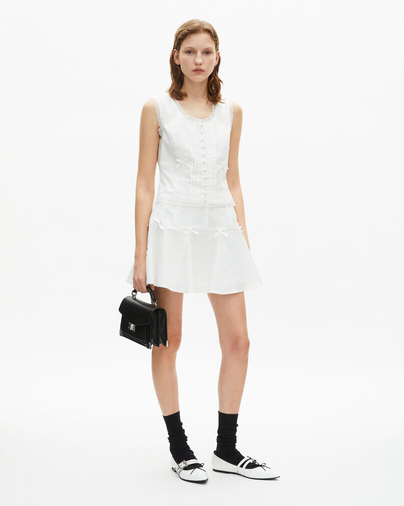 The Kooples WOMEN ECRU short ecru skirt with bow details