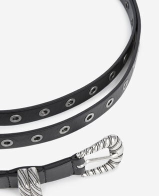 The Kooples F BLACK black leather double wrap belt