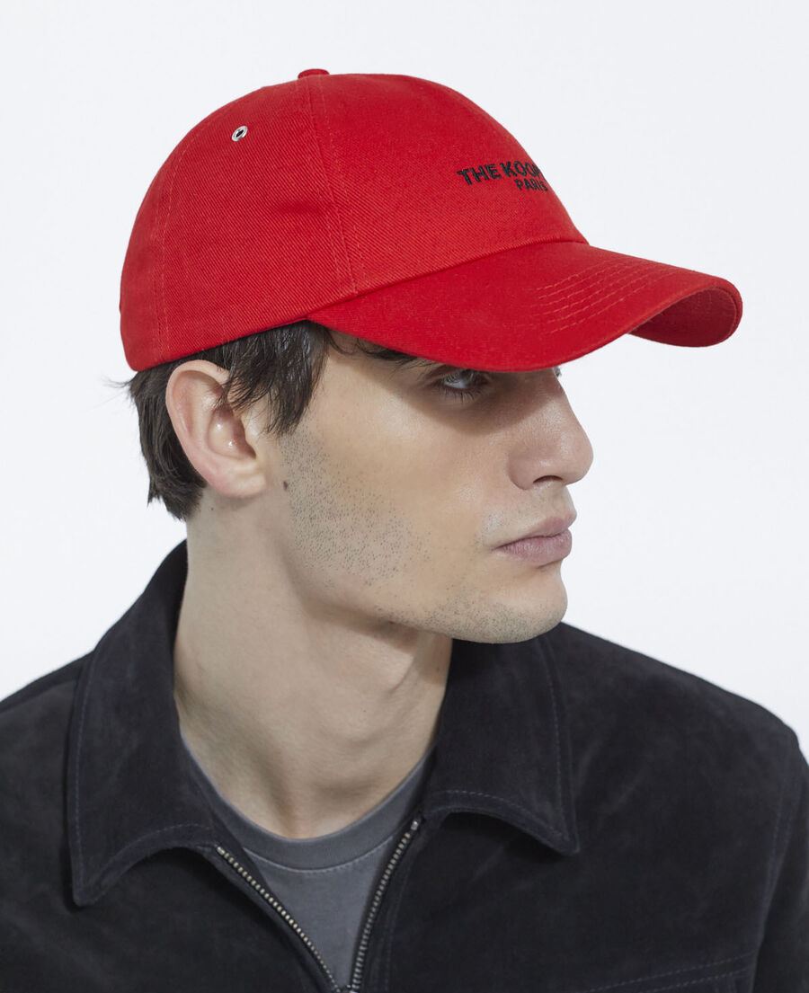 gorra roja algodón logotipo bordado negro