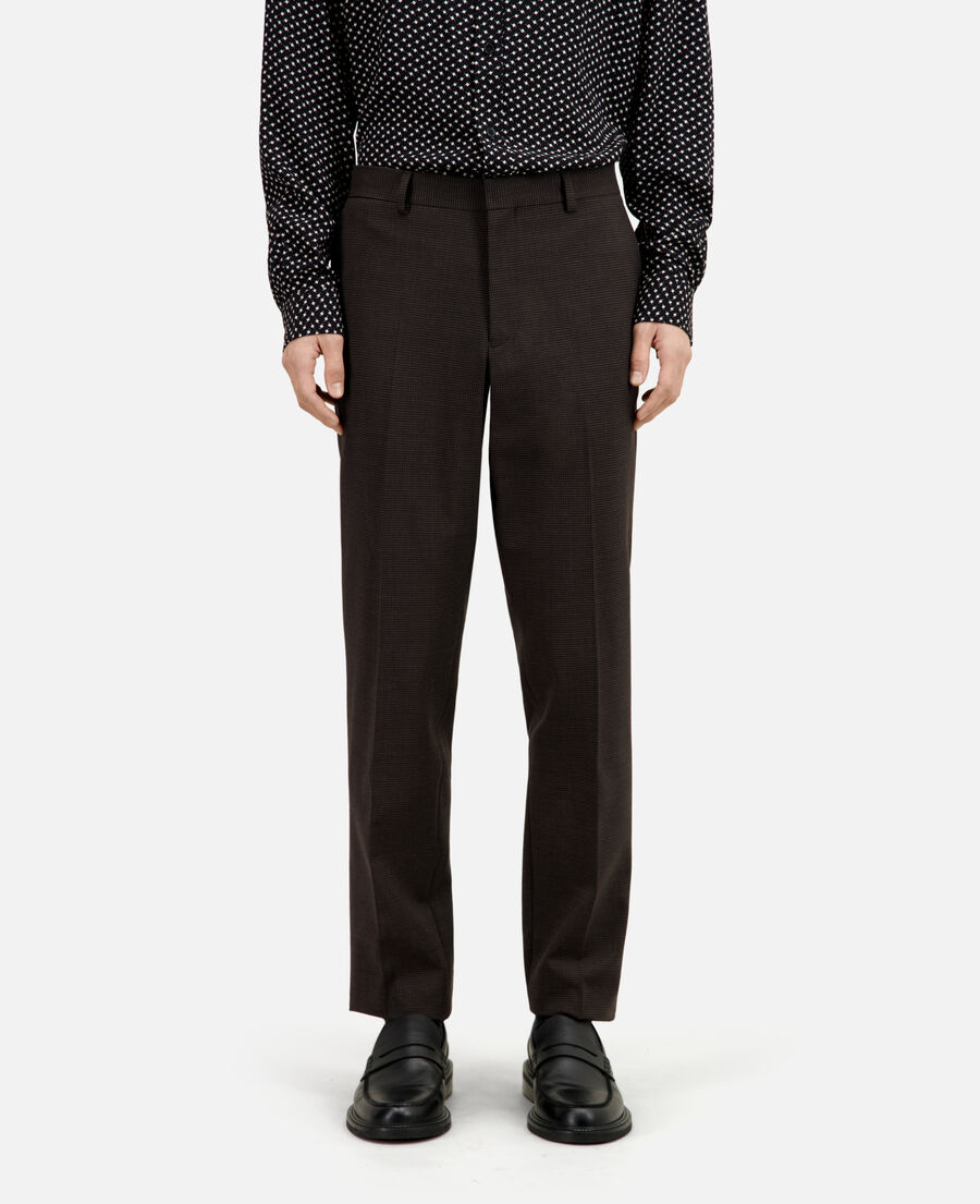 brown wool houndstooth suit trousers