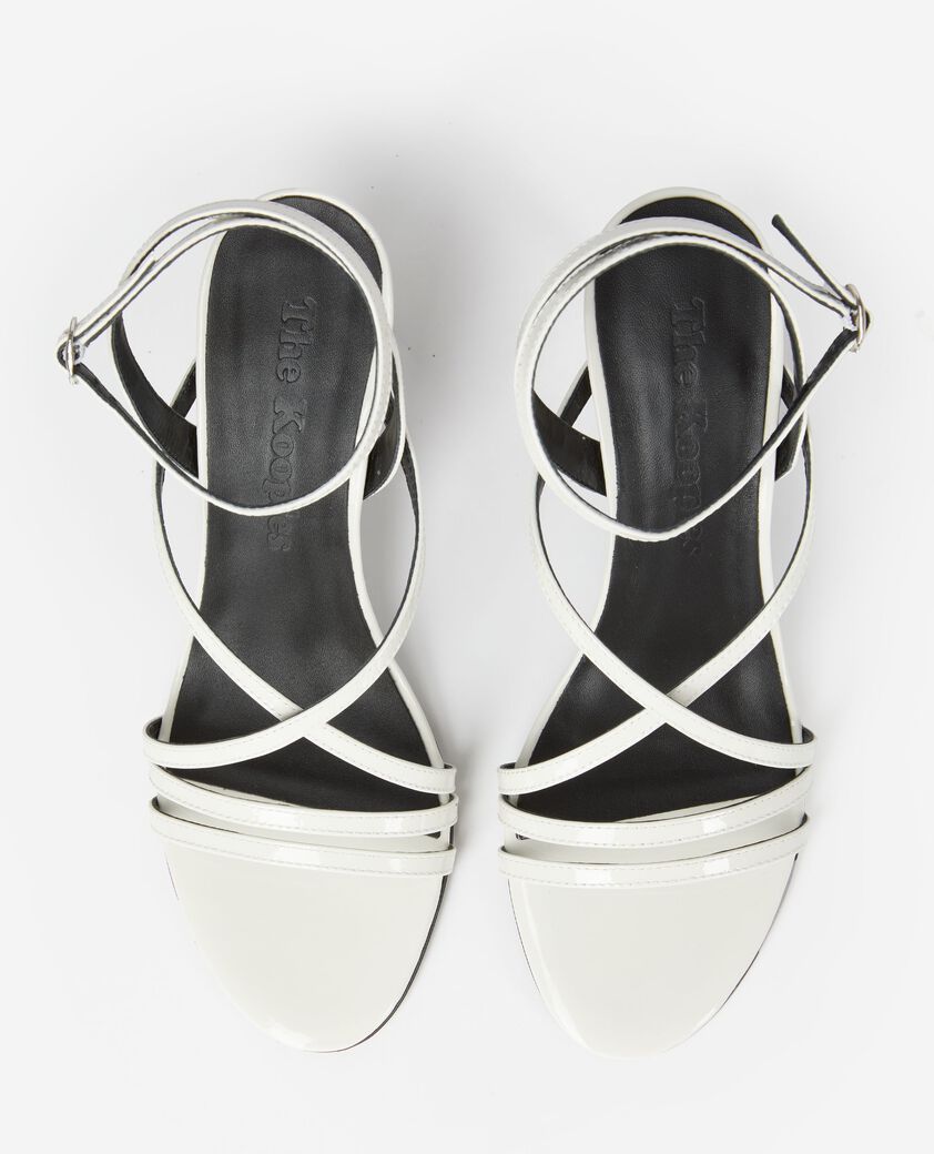 The Kooples WOMEN ECRU white patent leather heeled sandals