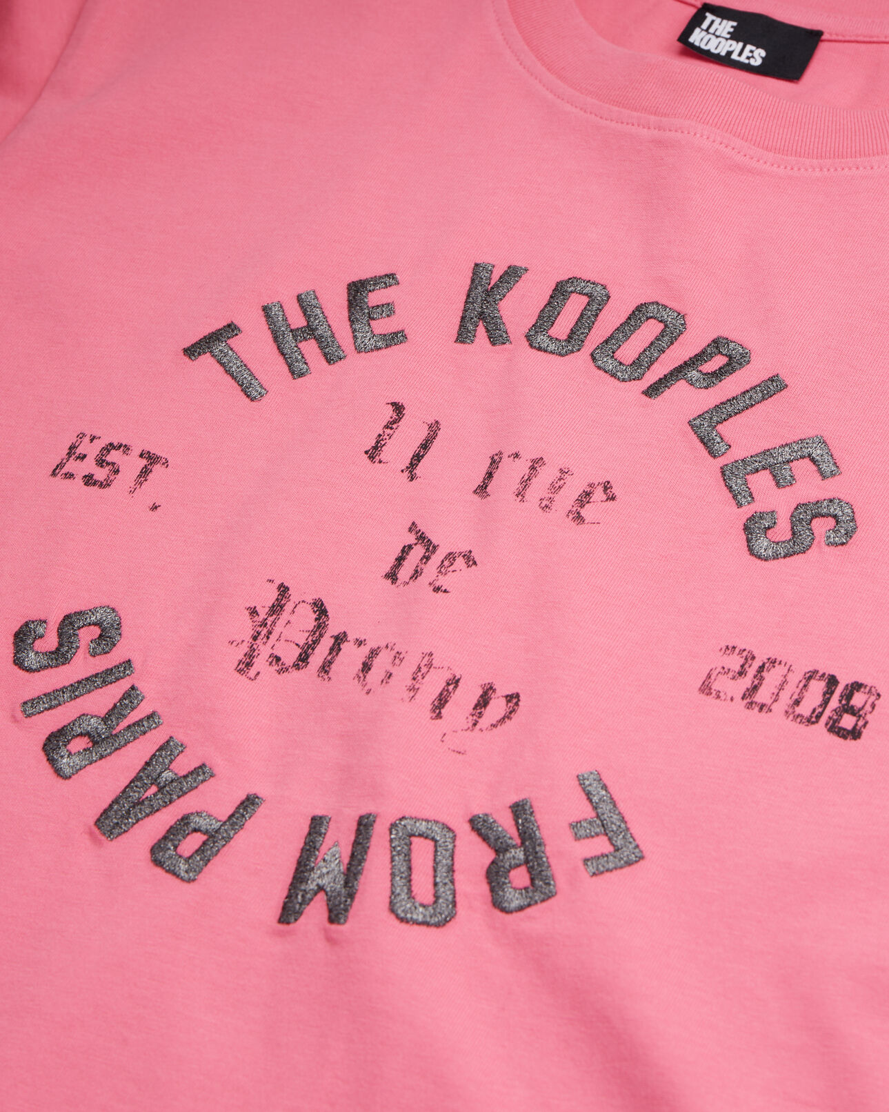 The Kooples FEMME OLD PINK t-shirt femme rose avec sérigraphie 11 rue de prony